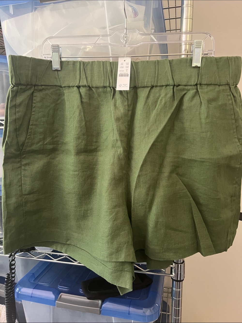 J Crew Olive Green 100% Washable Linen Women’s Pull on Shorts XL NEW with Tag